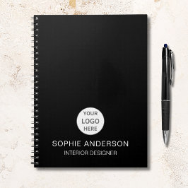 Caderno Espiral Logotipo personalizado moderno Black Professional 