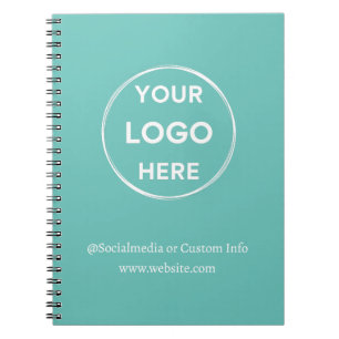 Caderno Espiral Logotipo personalizado teal Funcionarios empresari