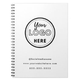 Caderno Espiral Logotipo Promo Branco Minimalista de Marca Profiss