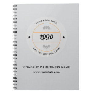 Caderno Espiral Logotipo Redondo Simples de Negócios & Texto Perso