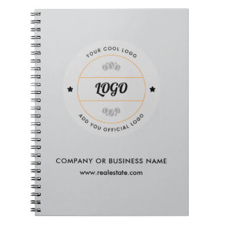 Caderno Espiral Logotipo Redondo Simples de Negócios & Texto Perso