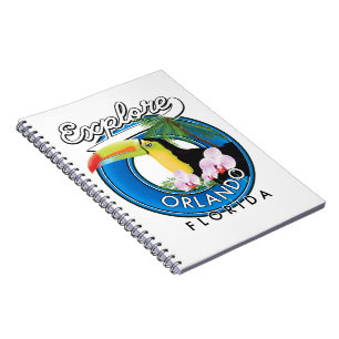 Caderno Espiral Logotipo retro explorar Orlando Flórida.