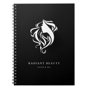 Caderno Espiral Logotipo Silhueta Feminina Salão de Cabelo Moderno