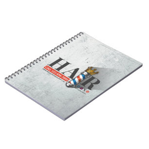 Caderno Espiral Loja de Cabelo Barbeiro Rei Coroa Pólo de Barbeiro