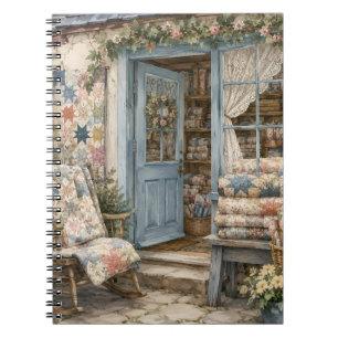 Caderno Espiral Loja de Colchas French Cottagecore Aquarela