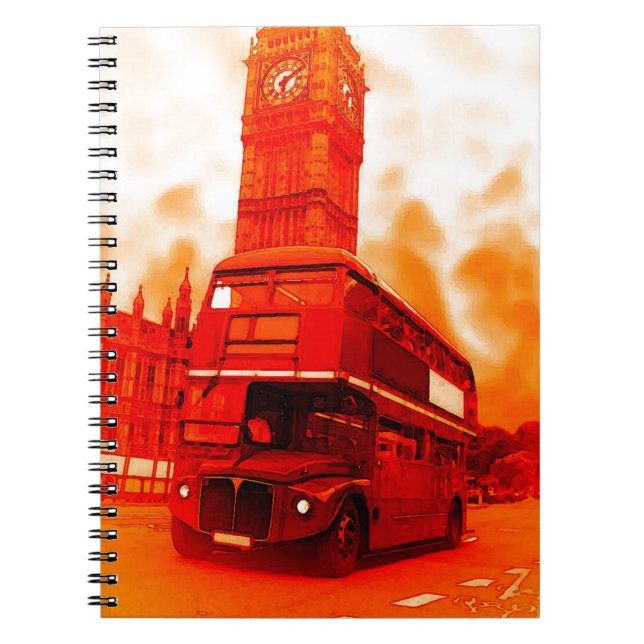 Caderno Espiral London Red Bus e o Big Ben (Frente)