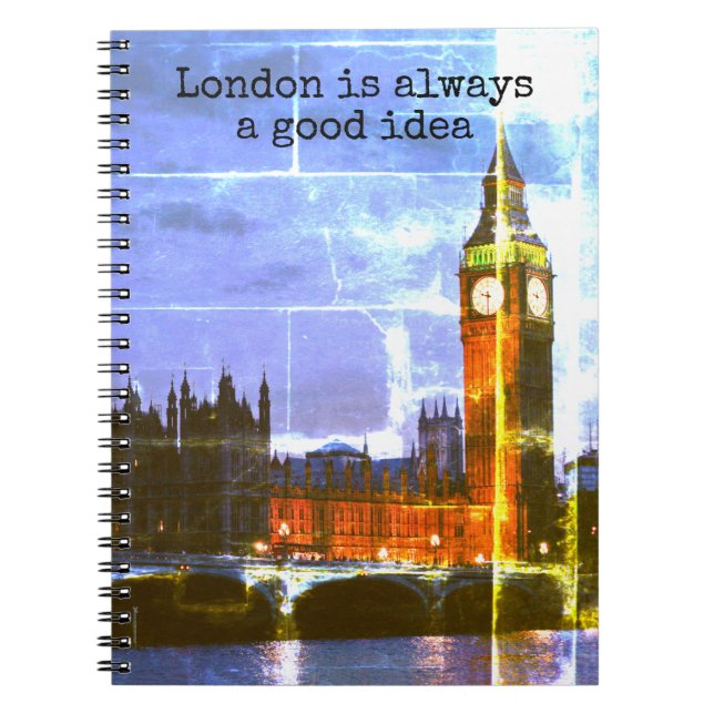 Caderno Espiral Londres é sempre uma boa ideia, personalizada (Frente)