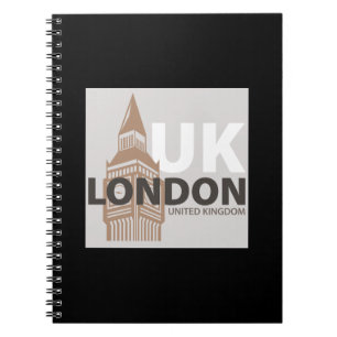 Caderno Espiral Londres Reino Unido Big Ben Tipografia Minimalista