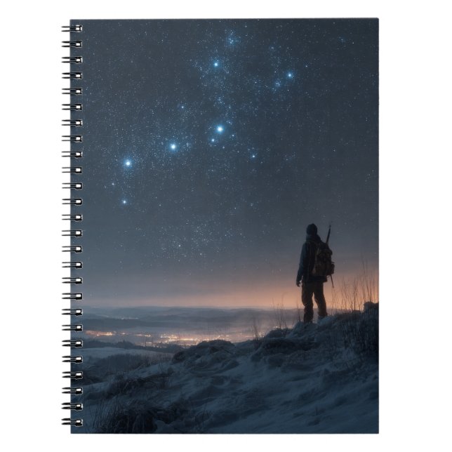 Caderno Espiral Lone Explorer sob o notebook Starry Sky (Frente)
