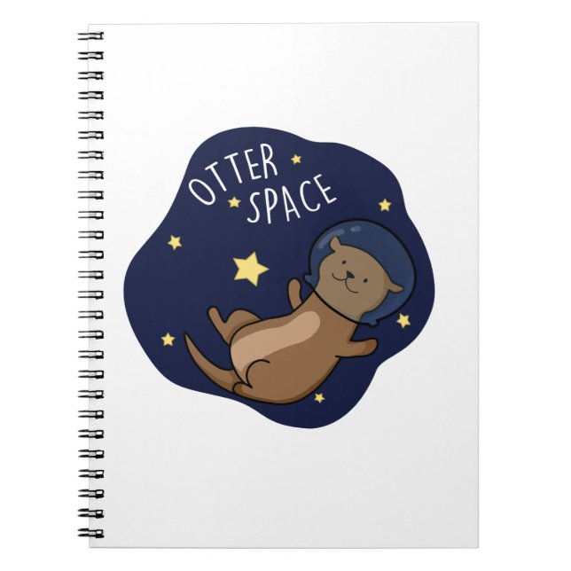Caderno Espiral Lontra Espaço Astronauta Engraçado Lontra Trocadil (Frente)
