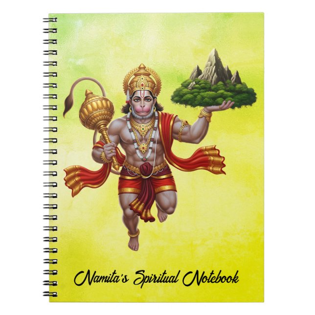 Caderno Espiral Lord Hanuman Voando Levantando Montanha (Frente)