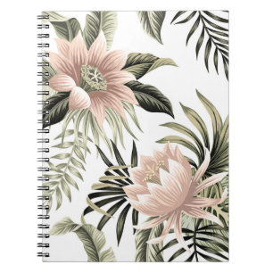 Caderno Espiral Lótus cor-de-rosa, palmeiras, bananas