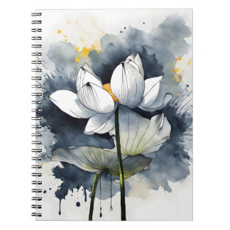 Caderno Espiral Lótus - Flores aquarela