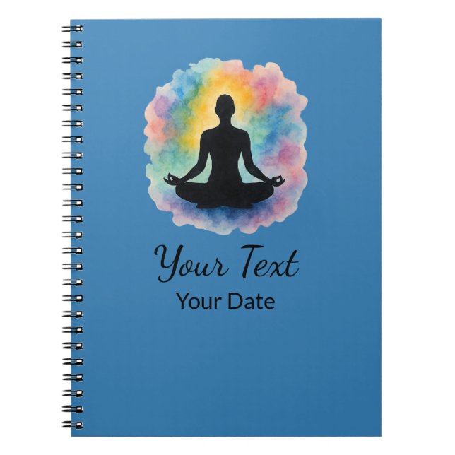 Caderno Espiral Lotus Pose Watercolor Aura Yoga Personalizada (Frente)