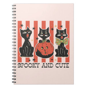 Caderno Espiral Louco e Bonito - Gato Preto e Abóbora