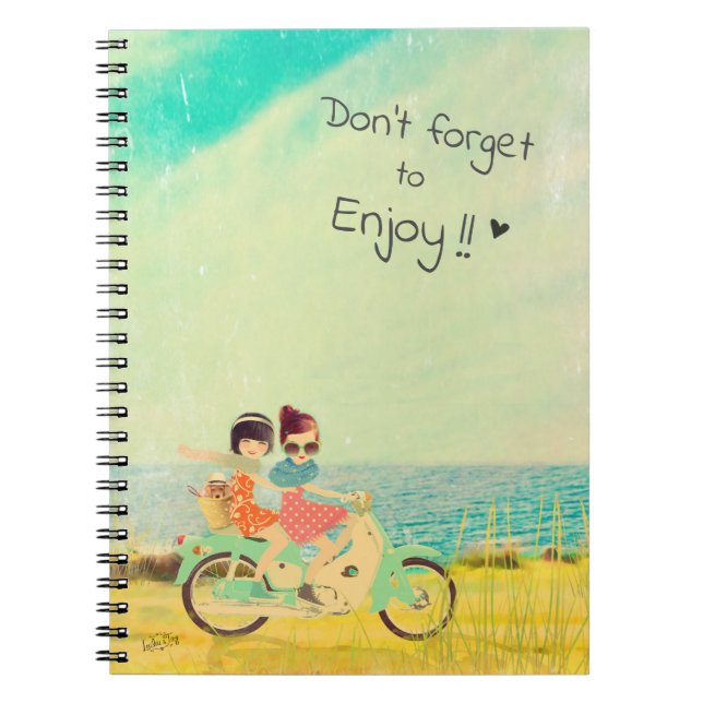 Caderno Espiral Loulou & Ting * Sunny girls on scooter (Frente)