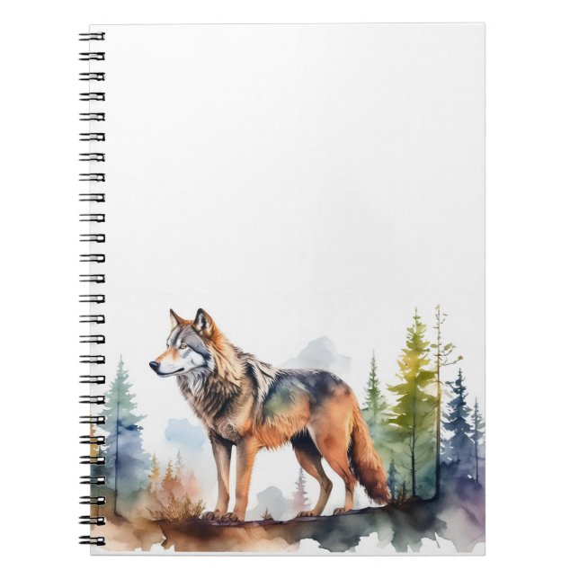 Caderno Espiral Loup en forêt à l'aquarelle (Frente)