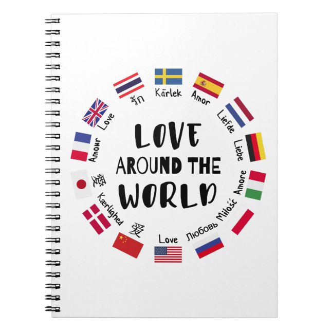 Caderno Espiral Love Around the World Languages  (Frente)