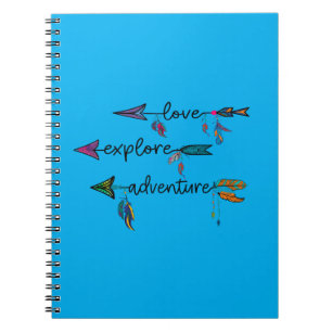 Caderno Espiral Love Explore Adventure Arrow Tribal Boho Design