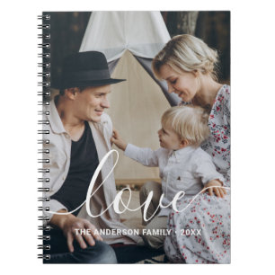 Caderno Espiral 'Love' Foto personalizada da família com nome per