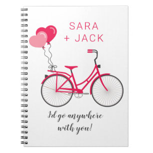 Caderno Espiral Love Hearts Bicycle Namorados Personalizado Person