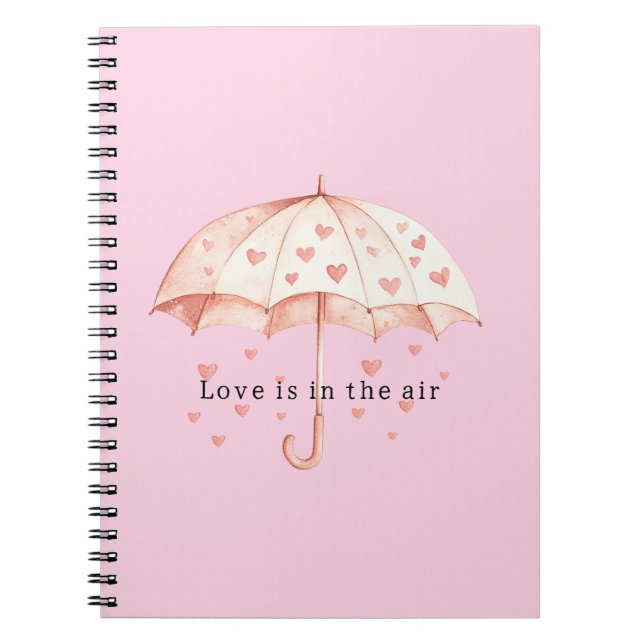 Caderno Espiral Love is in the air hearts umbrella (Frente)