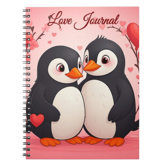 Caderno Espiral Love Journal - Penguin Love Notebook (Frente)