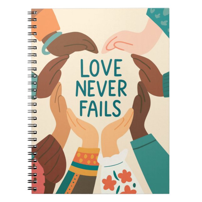 Caderno Espiral  Love Never Fails (Frente)