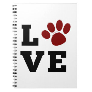 Caderno Espiral Love Paw Print Amante de os animais Dog Lover