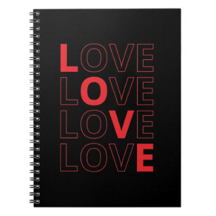 Caderno Espiral Love Repeated Text Valentine's Day I Love You