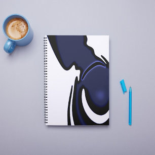 Caderno Espiral Lua azul: Abstrato azul, branco e preto