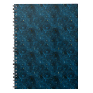 Caderno Espiral Lua Azul Celestial e Dourada do Crescente Noturno
