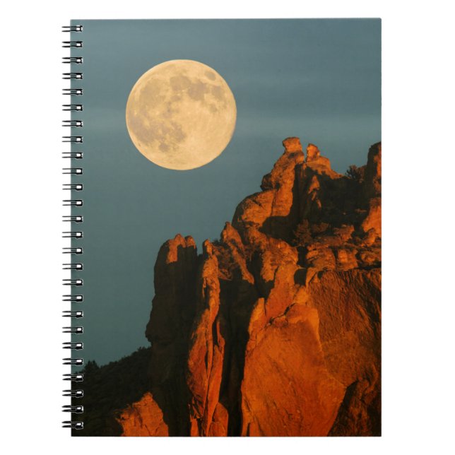 Caderno Espiral Lua cheia | Basalt Cliff Smith Rock State Park (Frente)