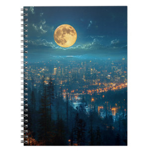 Caderno Espiral Lua cheia, City in Night Notebook