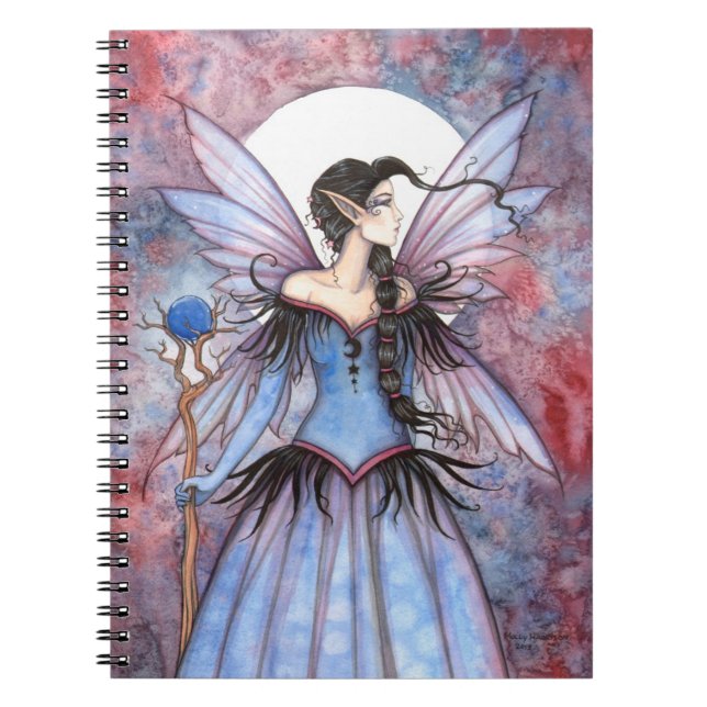 Caderno Espiral Lua da Fantasia de Inverno Arte de Fada (Frente)