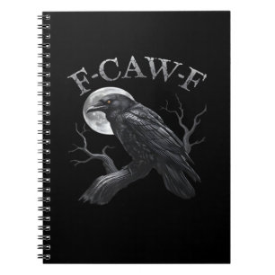 Caderno Espiral Lua de Pássaro Engraçado Corvo F-Caw-F Clássico Re