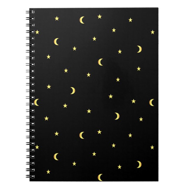 Caderno Espiral Lua Dourado e estrelas (Frente)