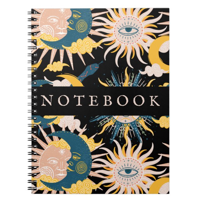 Caderno Espiral Lua e Sun Cosmic Vintage (Frente)