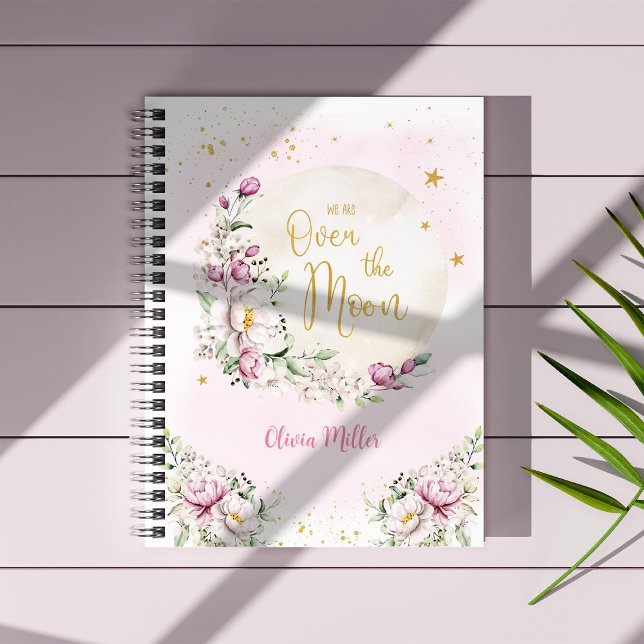 Caderno Espiral Lua Floral Rosa (Criador carregado)
