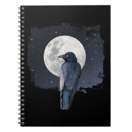 Caderno Espiral Lua Fria do Corvo da Floresta