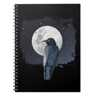 Caderno Espiral Lua Fria do Corvo da Floresta