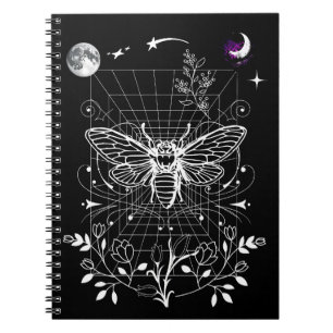 Caderno Espiral Lua mágica e mariposa