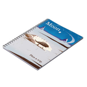 Caderno Espiral Lua - pôster de viagem de ficção científica vintag