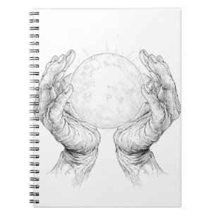 Caderno Espiral Lua Sagrada Detida por Mãos Atacadas