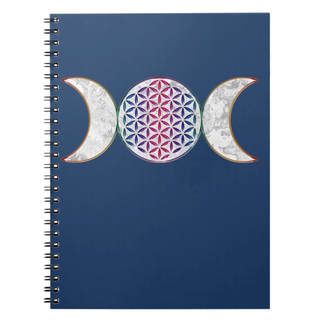 Caderno Espiral Lua Tripla Mágica - Flor Espirituosa Da Vida 2 (Frente)