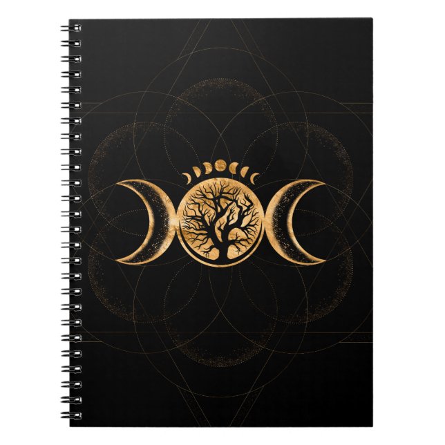 Caderno Espiral Lua tripla - Ornamento da árvore da vida (Frente)
