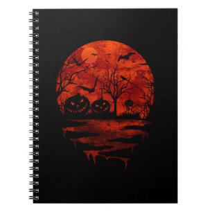 CADERNO ESPIRAL LUA VERMELHA ASSUSTADORA DE HALLOWEEN
