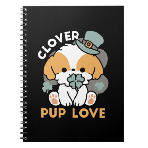 Caderno Espiral Lucky Pup com Clover - Rua. Presente no Dia de Pat