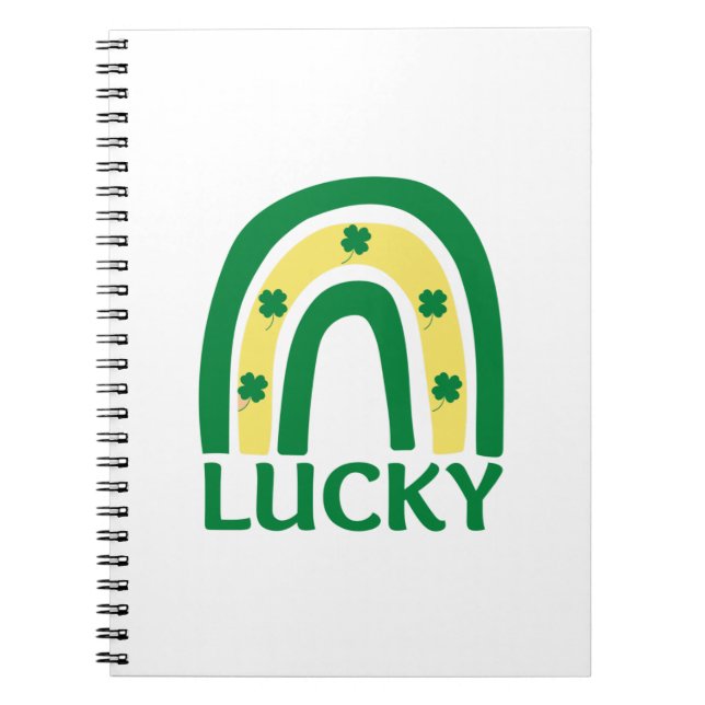 Caderno Espiral Lucky Shamrock Rainbow St Patricks (Frente)