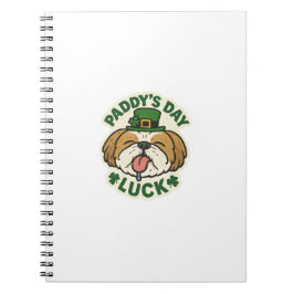 Caderno Espiral Lucky Shih Tzu Dia de São Patrício